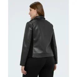 Veste Biker avec Détails Rayés