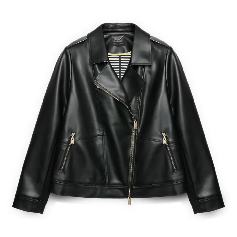 Veste Biker avec Détails Rayés