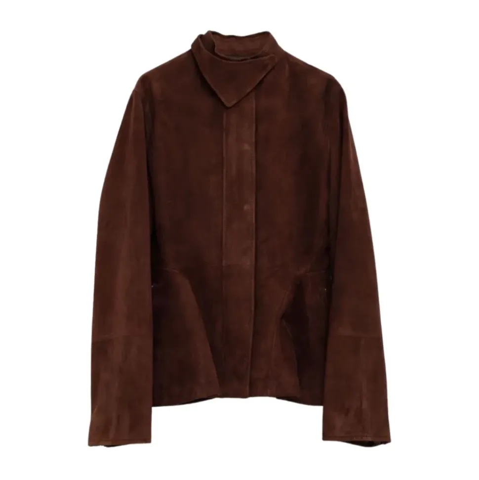 Veste courte en cuir de chèvre suédé