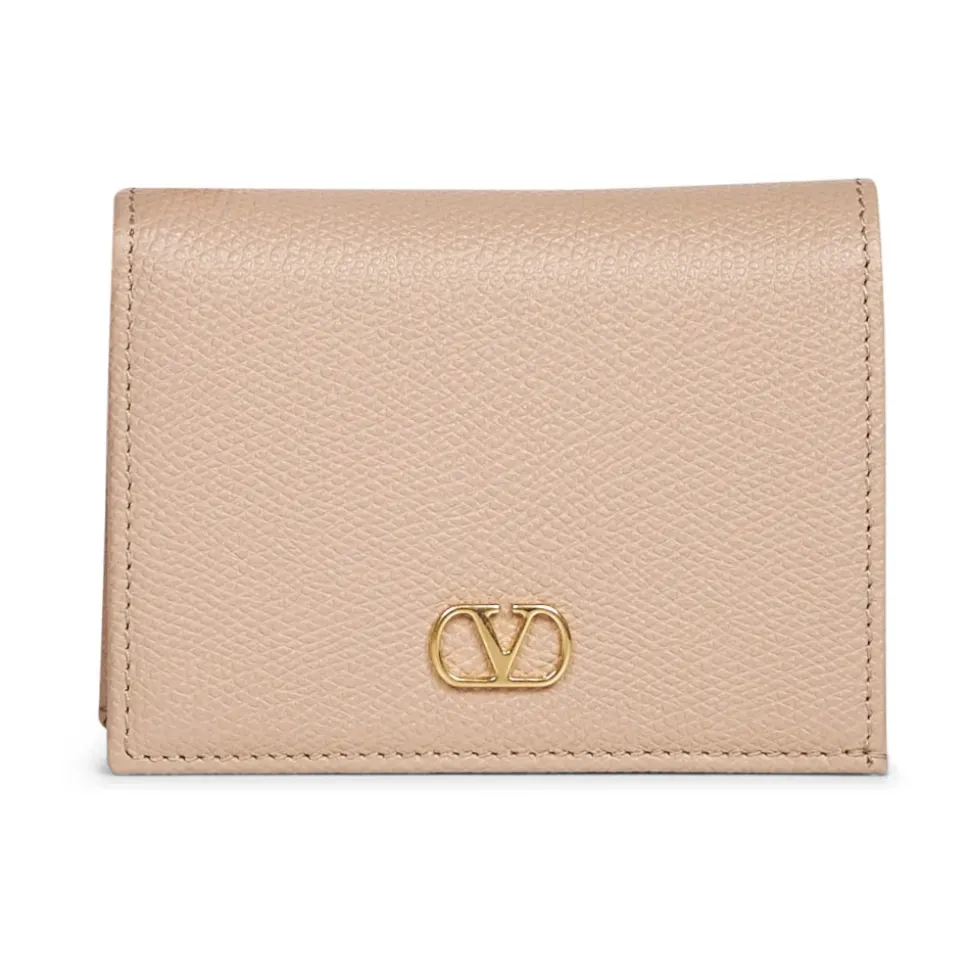 VLogo Signature Portefeuille en Cuir de Veau Grainé